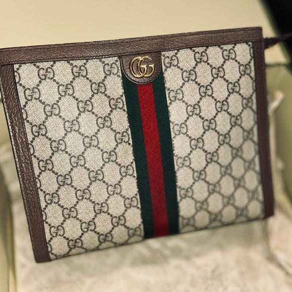 Gucci Beige and Brown Cosmetic Bag - Picture 1 of 6